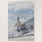 Kerk in een alpenwinterlandschap legpuzzel (Verticaal)
