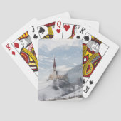 Kerk in een alpenwinterlandschap pokerkaarten (Achterkant)