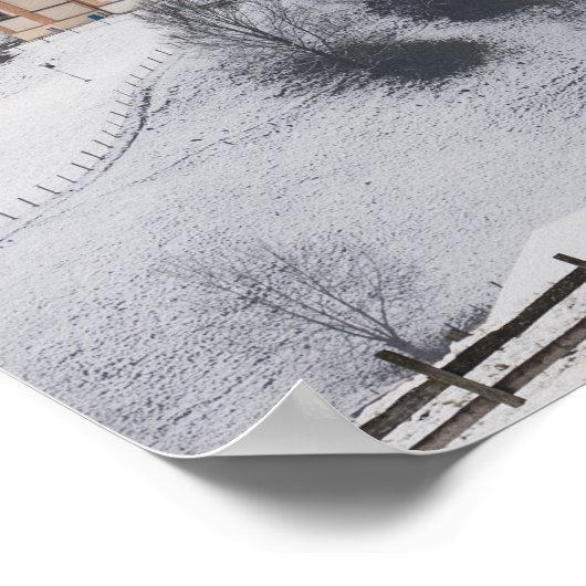 Kerk in een alpenwinterlandschap poster (Hoek)