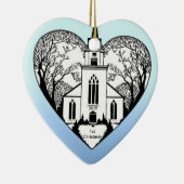 Kerk in een hart - versiering keramisch ornament (Rechts)