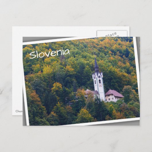 Kerk in een herfst bos in Slovenië Briefkaart (Voorkant / Achterkant)