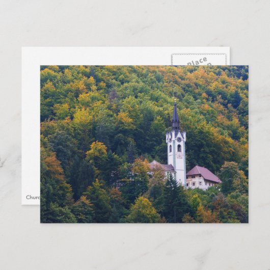 Kerk in een herfst bos in Slovenië Briefkaart (Voorkant / Achterkant)