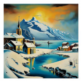 Kerk in fjord4 perfect poster (Voorkant)