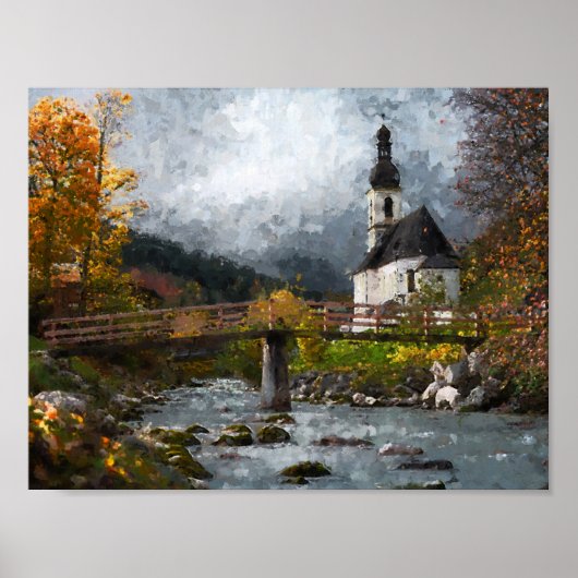 Kerk in het bos poster (Voorkant)