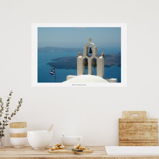 Kerk in Imerovigli, Santorini Poster (Keuken)