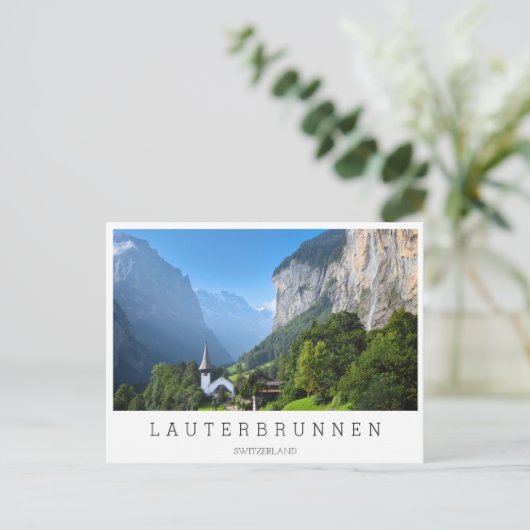 Kerk in Lauterbrunnen vallei, Zwitserland Briefkaart (Staand voorkant)