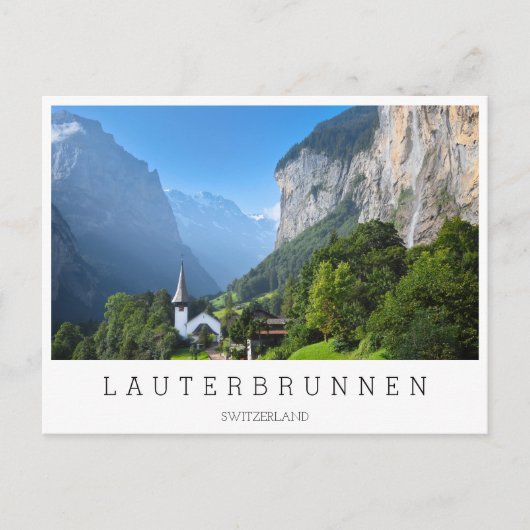 Kerk in Lauterbrunnen vallei, Zwitserland Briefkaart (Voorkant)