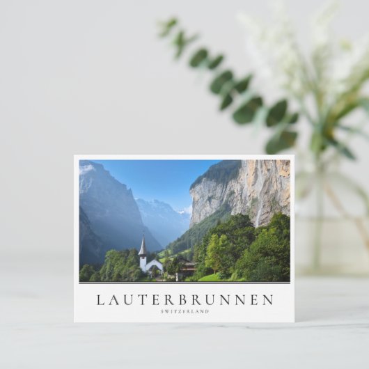 Kerk in Lauterbrunnen vallei, Zwitserland Briefkaart (Staand voorkant)