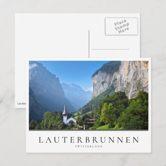 Kerk in Lauterbrunnen vallei, Zwitserland Briefkaart (Voorkant / Achterkant)