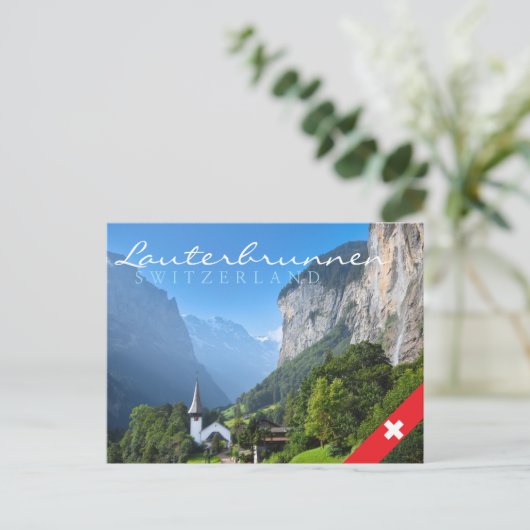 Kerk in Lauterbrunnen vallei, Zwitserland Briefkaart (Staand voorkant)
