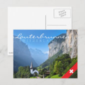 Kerk in Lauterbrunnen vallei, Zwitserland Briefkaart (Voorkant / Achterkant)