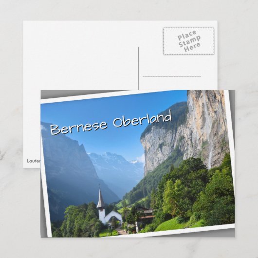 Kerk in Lauterbrunnen vallei, Zwitserland Briefkaart (Voorkant / Achterkant)