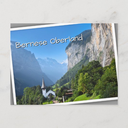 Kerk in Lauterbrunnen vallei, Zwitserland Briefkaart (Voorkant)