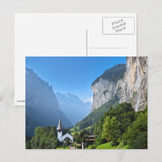 Kerk in Lauterbrunnen vallei, Zwitserland Briefkaart (Voorkant / Achterkant)