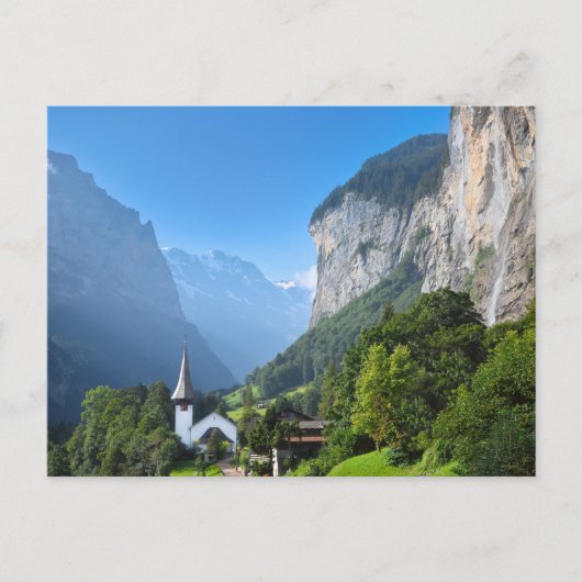 Kerk in Lauterbrunnen vallei, Zwitserland Briefkaart (Voorkant)