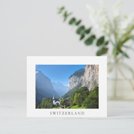 Kerk in Lauterbrunnen vallei, Zwitserland Briefkaart (Staand voorkant)
