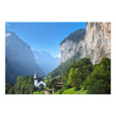 Kerk in Lauterbrunnen vallei, Zwitserland Foto Afdruk (Voorkant)