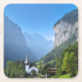 Kerk in Lauterbrunnen vallei, Zwitserland Kartonnen Onderzetters (Voorkant)