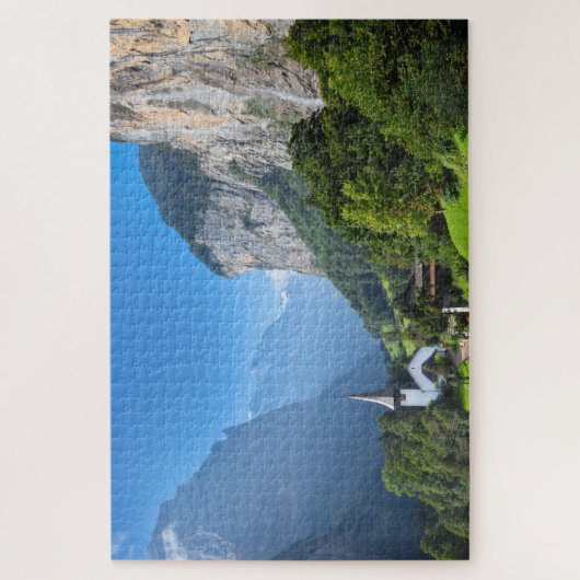 Kerk in Lauterbrunnen vallei, Zwitserland Legpuzzel (Verticaal)
