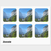 Kerk in Lauterbrunnen vallei, Zwitserland Vierkante Sticker (Vel)