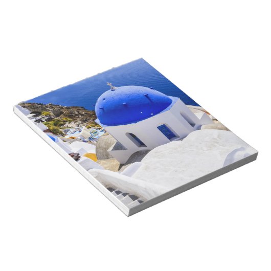 Kerk in Santorini notitieblok (Schuin)