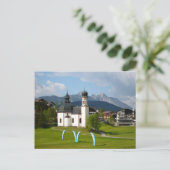 Kerk in Seefeld, briefkaart Oostenrijk (Staand voorkant)