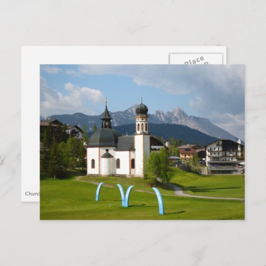 Kerk in Seefeld, briefkaart Oostenrijk (Voorkant / Achterkant)