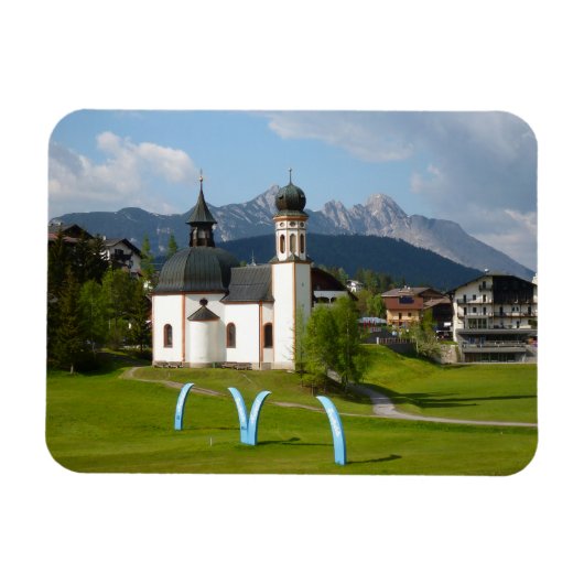 Kerk in Seefeld, Oostenrijk rechthoekige magneet (Horizontaal)