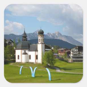 Kerk in Seefeld, Oostenrijk sticker