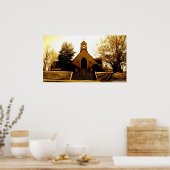 kerk in Sepiatone Poster (Keuken)