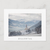 Kerk in Zillertal in briefkaart van de de winter (Voorkant)