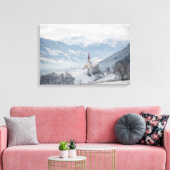 Kerk in Zillertal in de winter canvas print (Insitu (Woonkamer))
