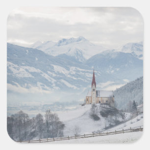 Kerk in Zillertal in de winter foto sticker