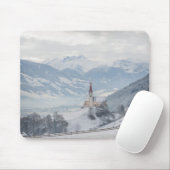 Kerk in Zillertal in wintermousepad Muismat (Met muis)