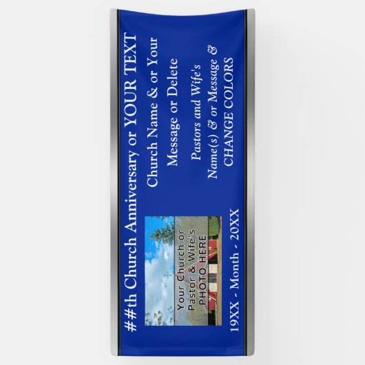 Kerk Jubileum banners, foto, tekst, kleuren Spandoek (Verticaal)