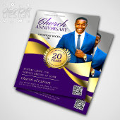 Kerk Jubileum Pastorale Service Paarse & Goud Flyer