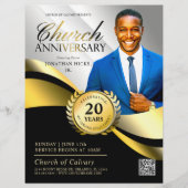 Kerk Jubileum Pastorale Service Zwart & Goud Flyer (Voorkant)