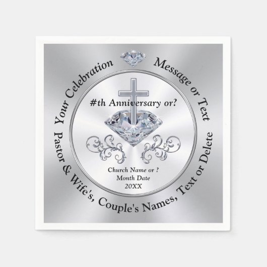 Kerk Jubileum servetten, pastoor waardering, Servet (Voorkant)