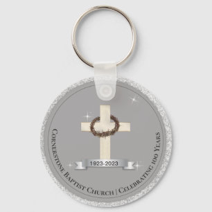 Kerk Jubileum Souvenir Party Favorieten Zilver Sleutelhanger