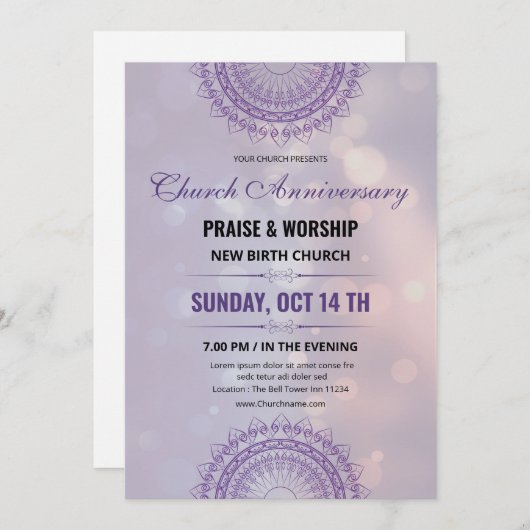 Kerk Jubileum Uitnodiging Flyer Sjabloon (Voorkant / Achterkant)