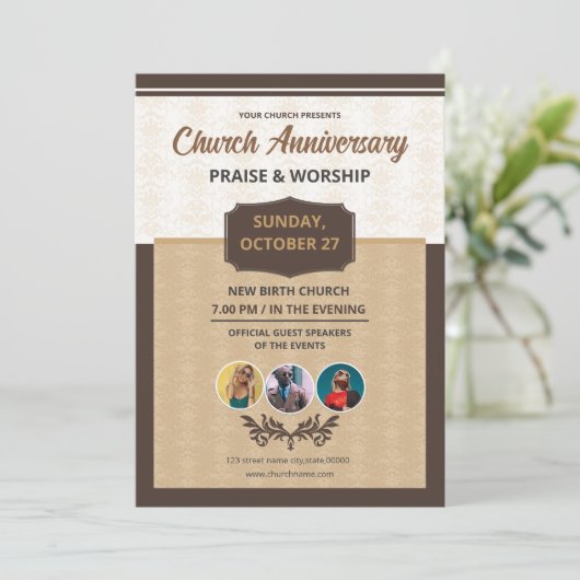 Kerk Jubileum Uitnodiging Flyer Sjabloon (Staand voorkant)