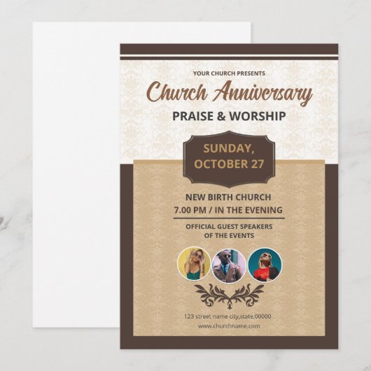 Kerk Jubileum Uitnodiging Flyer Sjabloon (Voorkant / Achterkant)