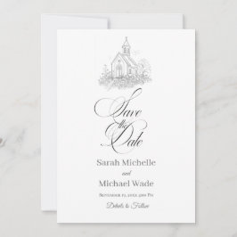 Kerk kalligrafie Save the Date uitnodiging
