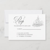 Kerk kalligrafie trouw RSVP kaart