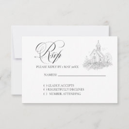 Kerk kalligrafie trouw RSVP kaart
