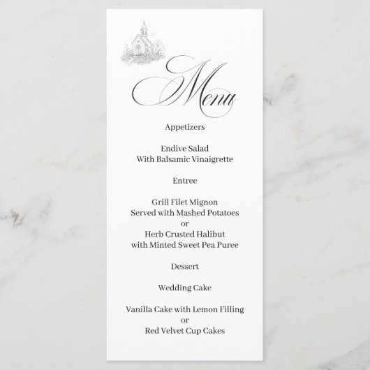 Kerk kalligrafie zwart-wit menu (Voorkant)