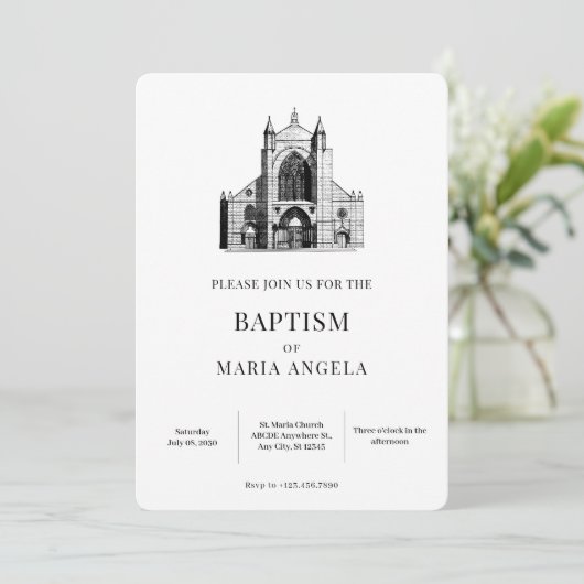 Kerk kathedraal minimalistisch kaart (Staand voorkant)