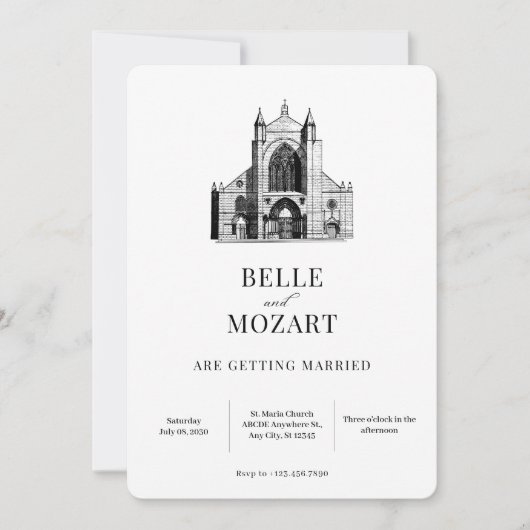 Kerk Kathedraal minimalistische bruiloft Kaart (Voorkant)
