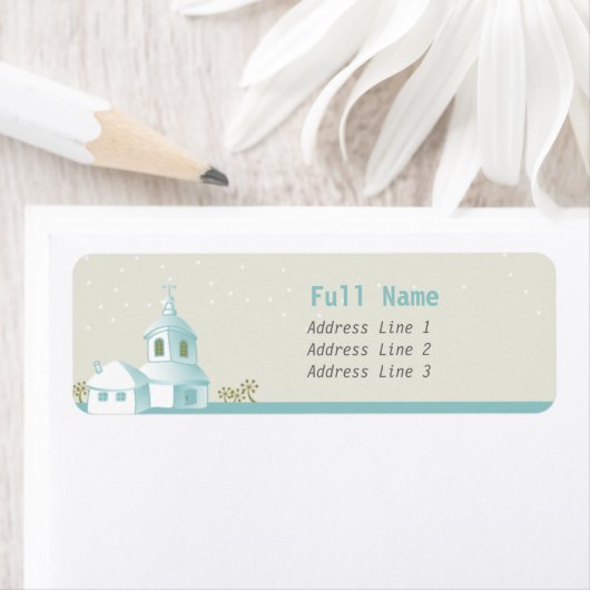 Kerk - kerstadresetiketten etiket (Insitu)