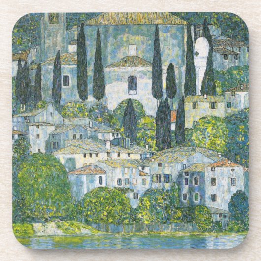Kerk (Kirche) in Cassone door Gustav Klimt Bier Onderzetter (Voorkant)